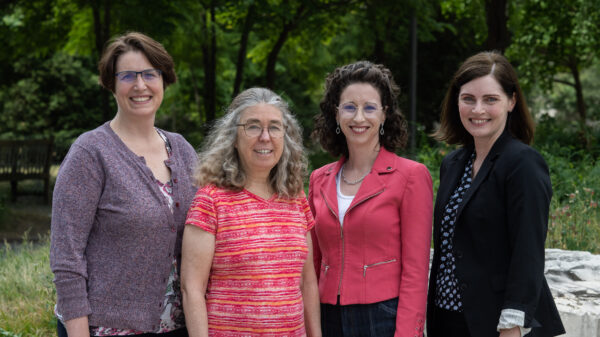 From left to right: University of Chicago Profs. Margaret Gardel, Mary Silber, Rebecca Willett, and Stephanie Palmer are members of the leadership of the National Institute for Theory and Mathematics in Biology.