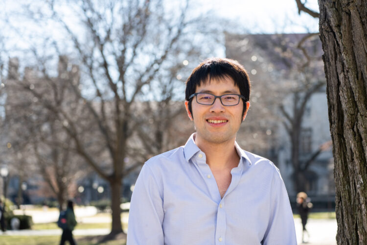 UChicago's Chenhao Tan is a recipient of the Sloan Research Fellowship, on campus, February 10. 2023. Photo by Jean Lachat